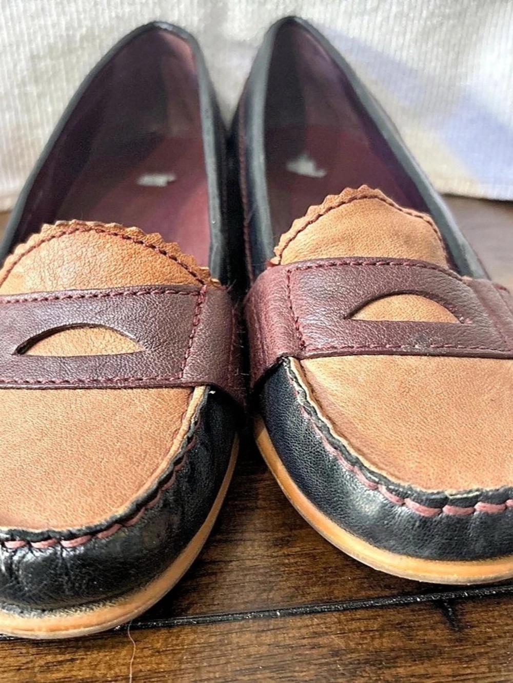 Cole Haan Colorblock Moccasin Loafers Black & Brown US 8